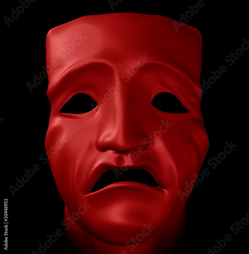 Illustration: figure with tragedy mask 3d illustration figure with tragedy mask 3d illustration