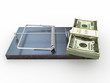 Mousetrap with dollar on white isolated background Mousetrap with dollar on white isolated background