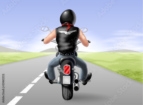 Illustration: biker on the road biker on the road