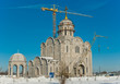 Russian orthodox church construction with cranes Russian orthodox church construction with cranes