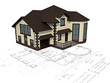 The house 3D image on the plan