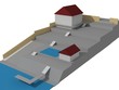 The house 3D image on the plan