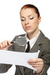 woman holding a magnifying glass in the hand woman holding a magnifying glass in the hand