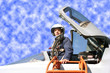 The military pilot in the plane