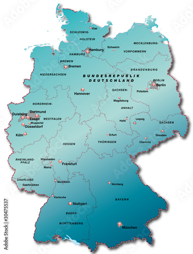 Vektor: Deutschland Übersichtskarte petrol 40cm x 52cm Deutschland Übersichtskarte petrol 40cm x 52cm
