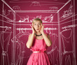 surprised girl in pink