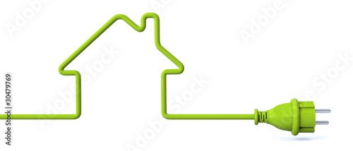 Illustration: Green power plug - house Green power plug - house
