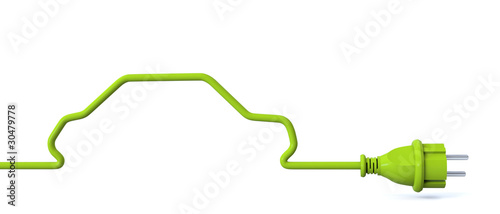 Illustration: Green power plug - car Green power plug - car