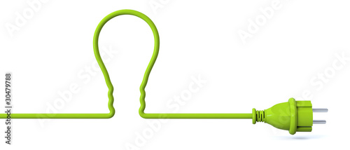 Illustration: Green power plug - light bulb Green power plug - light bulb