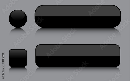 Vector: Blank Black Buttons Blank Black Buttons