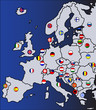 European map with flags European map with flags