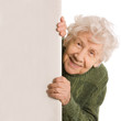 Photo: The old woman spies isolated on white background The old woman spies isolated on white background