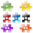 Set of media buttons like puzzle pieces Set of media buttons like puzzle pieces