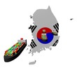 Korea map flag with container ships illustration Korea map flag with container ships illustration