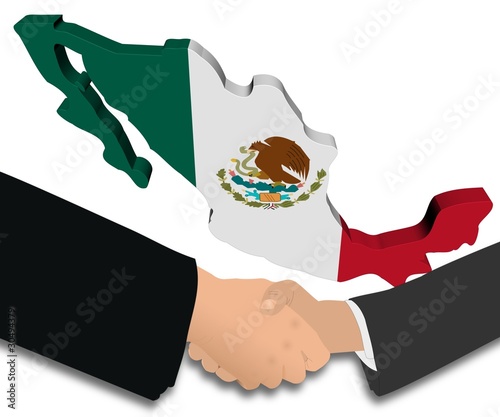 mexico map flag. hands with Mexico map flag