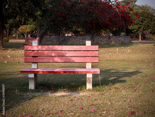 Photo: empty park bench empty park bench