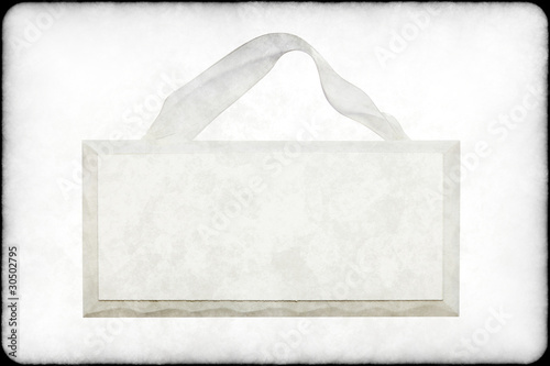 Photo: grungy blank white wooden sign with ribbon grungy blank white wooden sign with ribbon