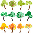 Group of trees in different color palettes
