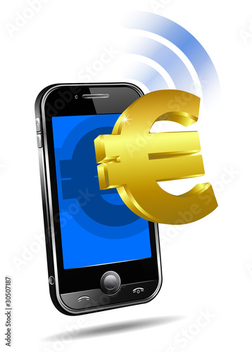 Vector: Pay by Mobile, Cell Smart Phone Pay by Mobile, Cell Smart Phone