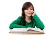 Girl reading book isolated on white background Girl reading book isolated on white background