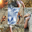 Collage of the elements of rock climbing