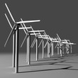 Wind turbine farm 3D render