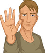 Man making stop gesture