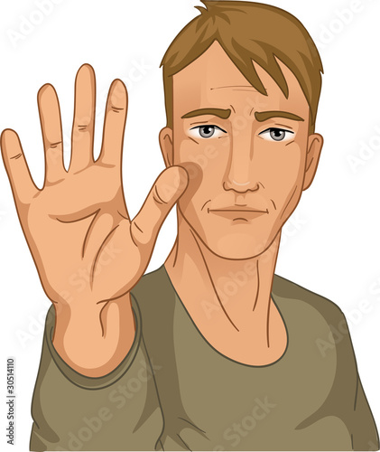 Vector: Man making stop gesture Man making stop gesture