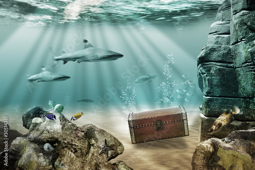 Photo: Treasure chest in sea Treasure chest in sea
