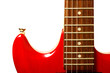 Details of red electric modern guitar