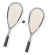 2 Squashschläger und Turnierball