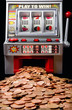 Foto: The slot machine spits out a lot of coins The slot machine spits out a lot of coins