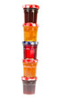 Glass pots of jam