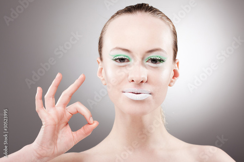 Photo: beautifull woman make okay sign beautifull woman make okay sign