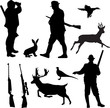hunting collection silhouettes - vector