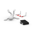 Businessman failing to jump over a hurdle obstacle