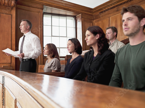 Photo: Jury sitting in courtroom Jury sitting in courtroom