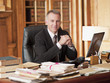 Smiling lawyer sitting at desk in office