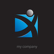 Logo progress, blue running man # Vector