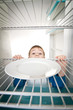 Boy and Empty Refrigerator Boy and Empty Refrigerator