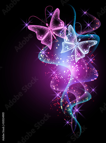 Vector: Background with smoke and butterfly Background with smoke and butterfly