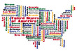 abstract word cloud based vector map of USA
