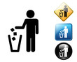 Litter disposal pictogram and signs