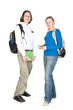 Two Students with backpack and notebook.