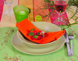Tisch gedeckt Frühling Essen Tisch gedeckt Frühling Essen