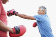 Boxer training with sparring partner