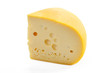 The cheese piece is isolated on a white background The cheese piece is isolated on a white background