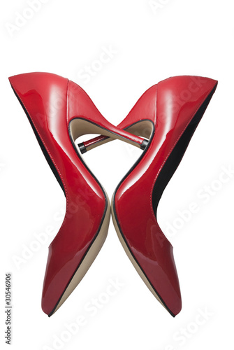 Foto: Zapatos rojos de charol formando un corazón Zapatos rojos de charol formando un corazón