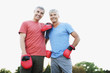 Boxer standing with his sparring partner