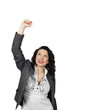 Young woman celebrating a business victory